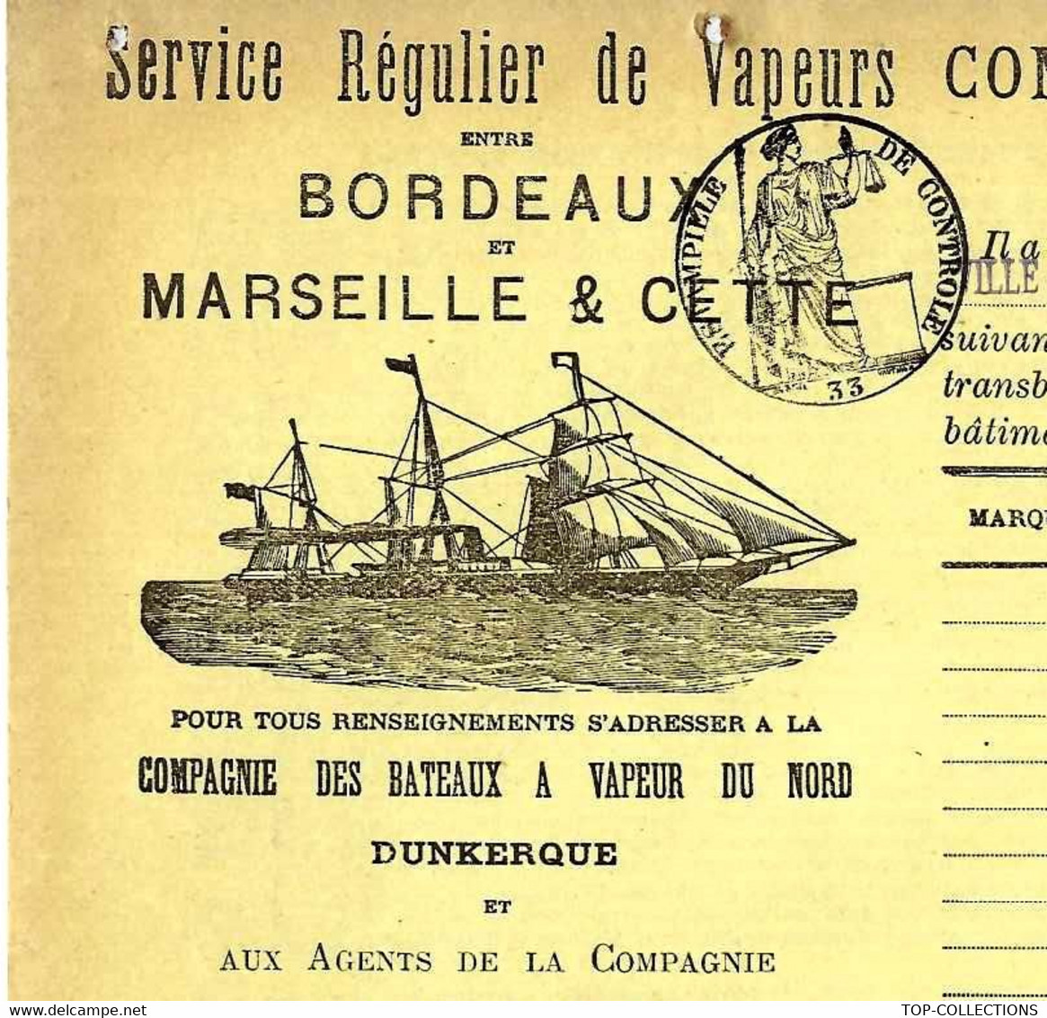 1902 COMPAGNIE DES BATEAUX A VAPEUR DU NORD Dunkerque Pour Marseille Cargaison Lot De Planches VOIR SCANS - 1900 – 1949