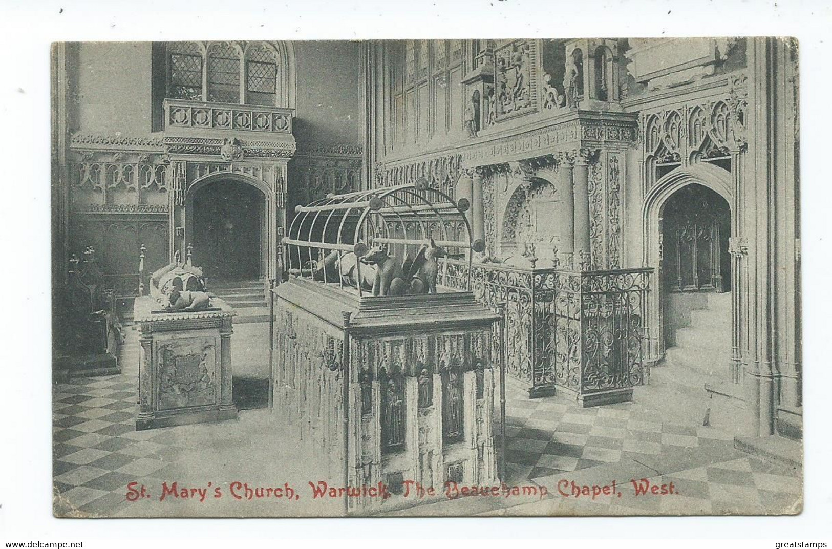 Warwickshire  Postcard Warwick St Mary's Church Beauchamp Chapel. Posted No Stamp - Warwick