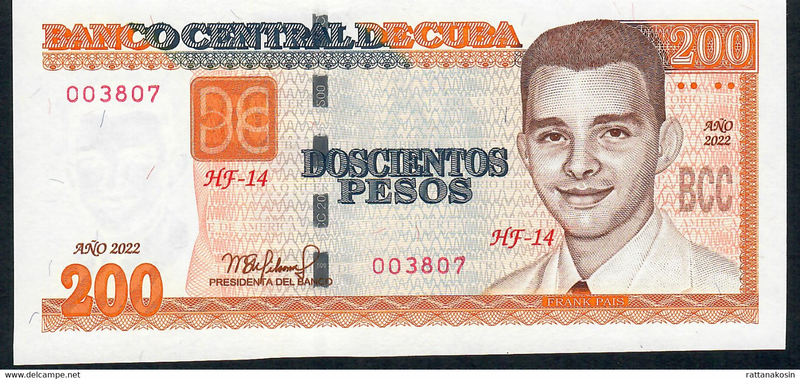 CUBA P130 200 PESOS 2022 UNC. - Kuba
