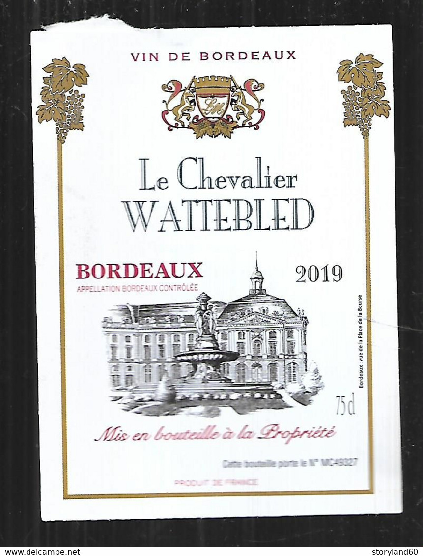 étiquette De Démo Bordeaux 2019 Le Chevalier Wattebled - Alkohole & Spirituosen