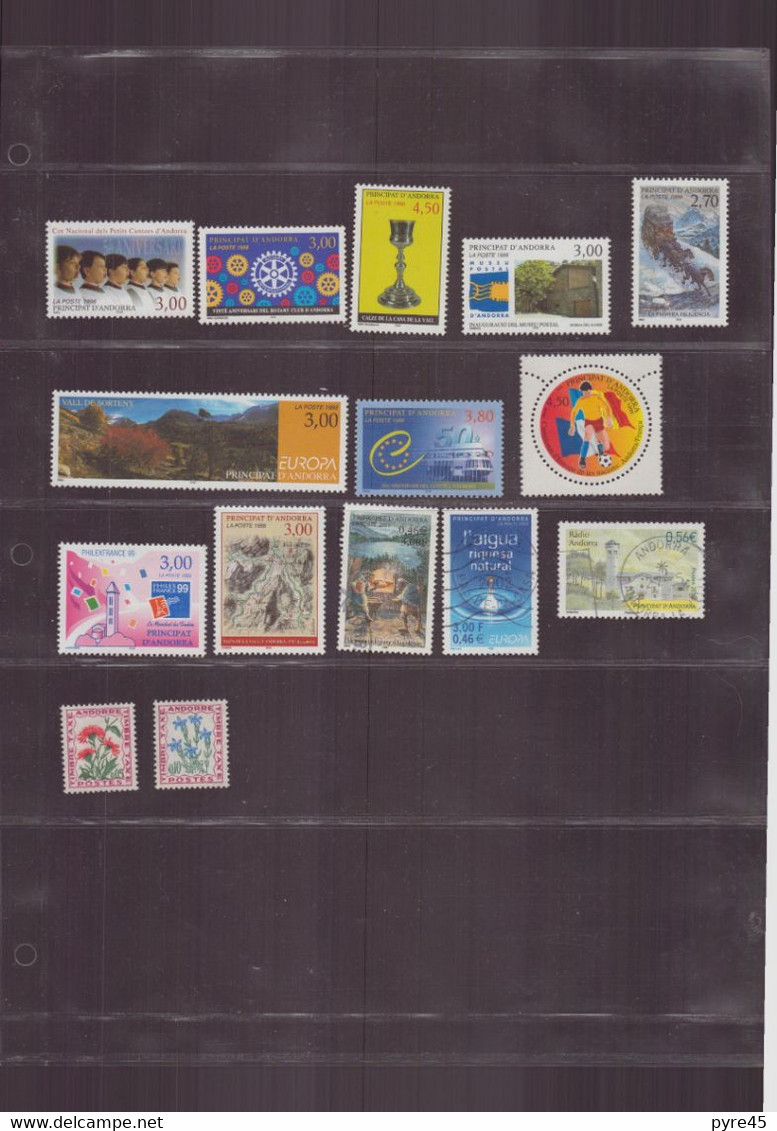 Lot timbres Andorre, toutes périodes, neufs et oblitérés