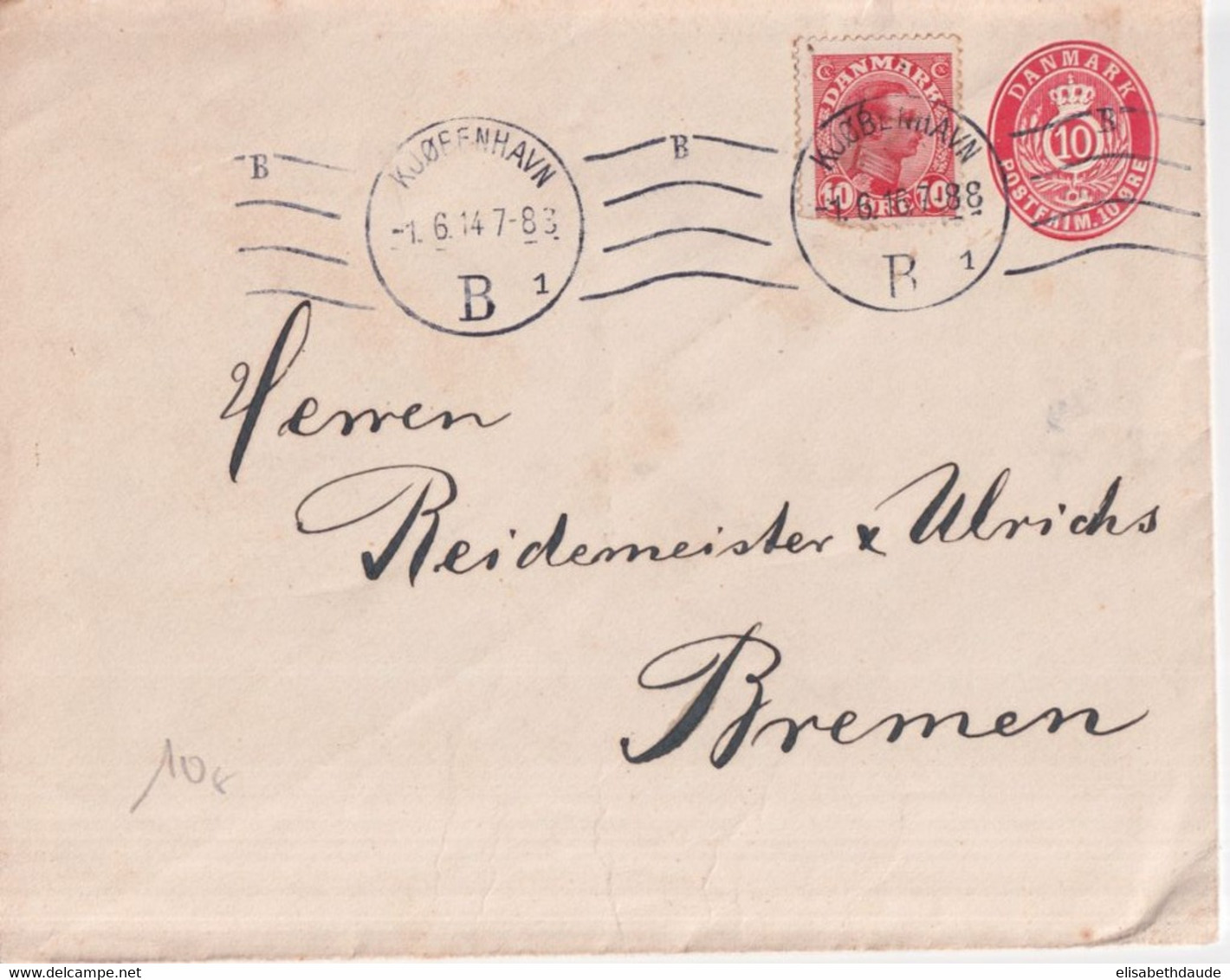 1914 - DANEMARK - ENVELOPPE ENTIER POSTAL De COPENHAGUE => BREMEN - Postal Stationery