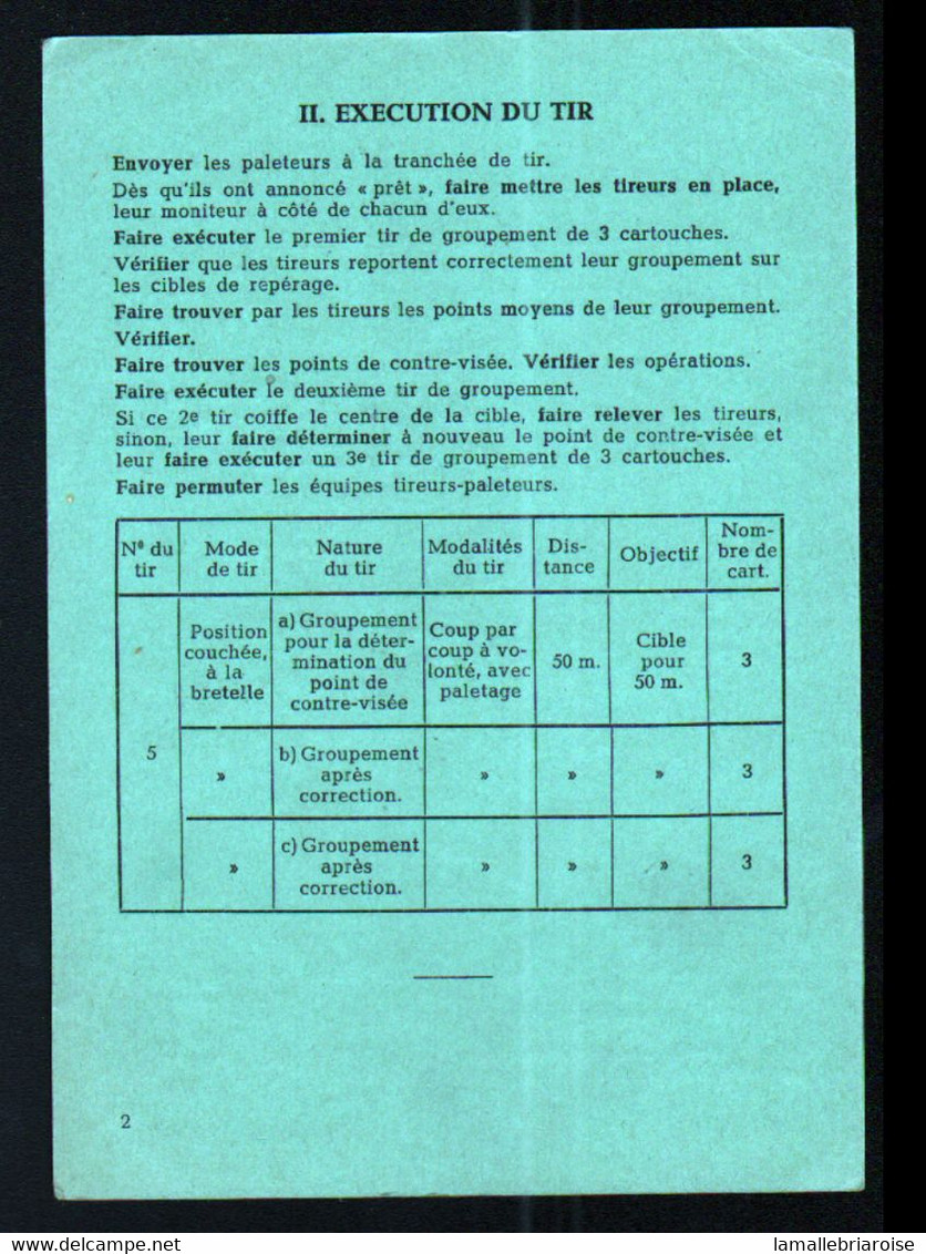 Militaria, Fascicule 1 Volet , Reglage Du Tie Par Contre - Visée, F.C.B. Fiche 14 - Autres & Non Classés