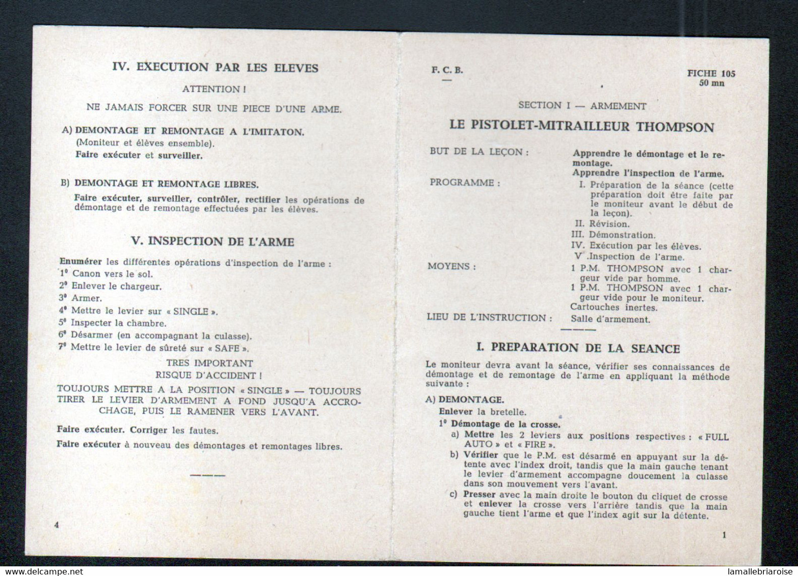 Militaria, Fascicule 2 Volets , Le Pistolet Mitrailleur Thompson, F.C.B. Fiche 105 - Autres & Non Classés