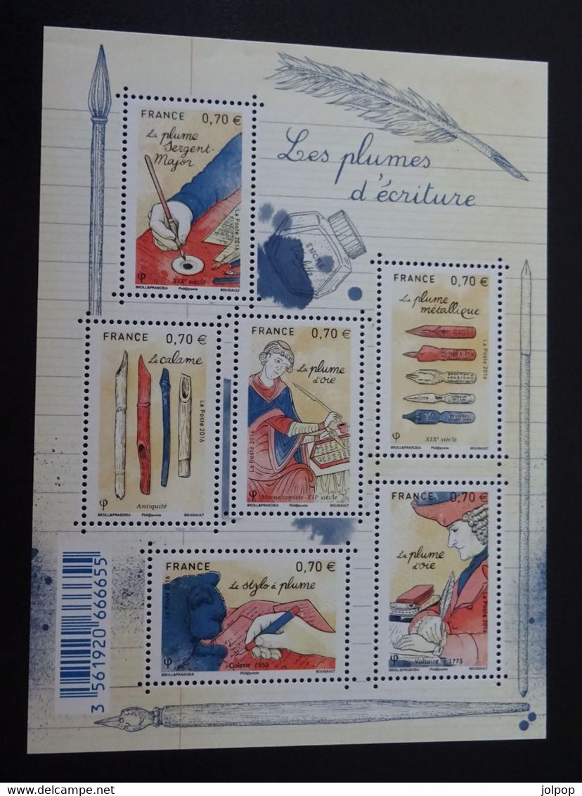 &BAR 192& FRANCE 2016 , YV F5098, 5098/5103 MNH**LUXE, LES PLUMES D'ECRITURE. WRITING NIBS. - Ungebraucht