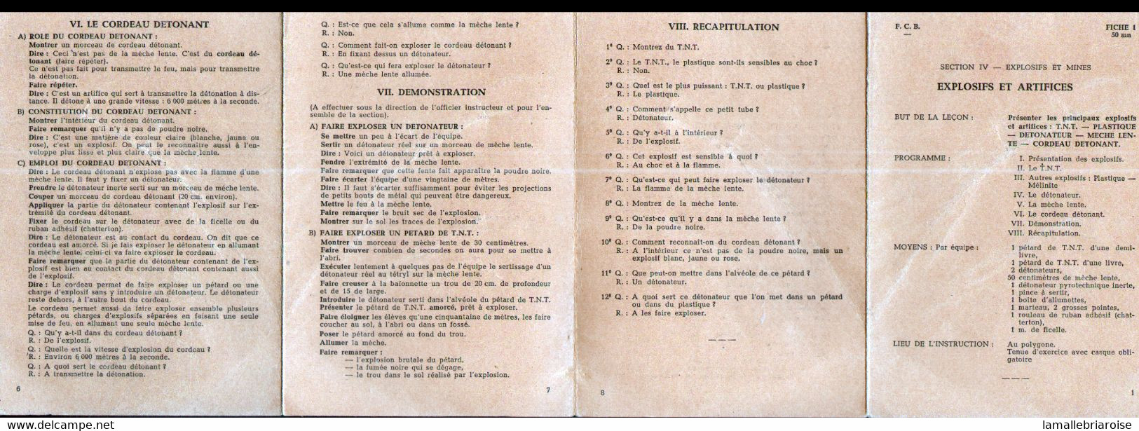 Militaria, Fascicule 4 Volets , Artifices Et Explosifs  , F.C.B. Fiche 1 - Autres & Non Classés