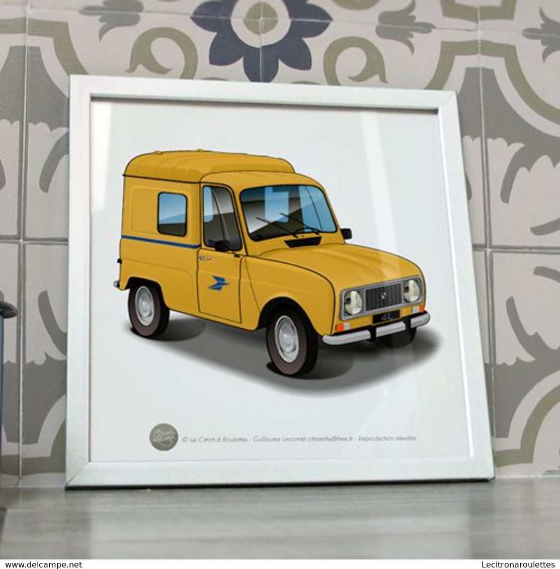 Poster 4L F4 Renault 4l De La Poste Jaune PTT 1979 - Coches