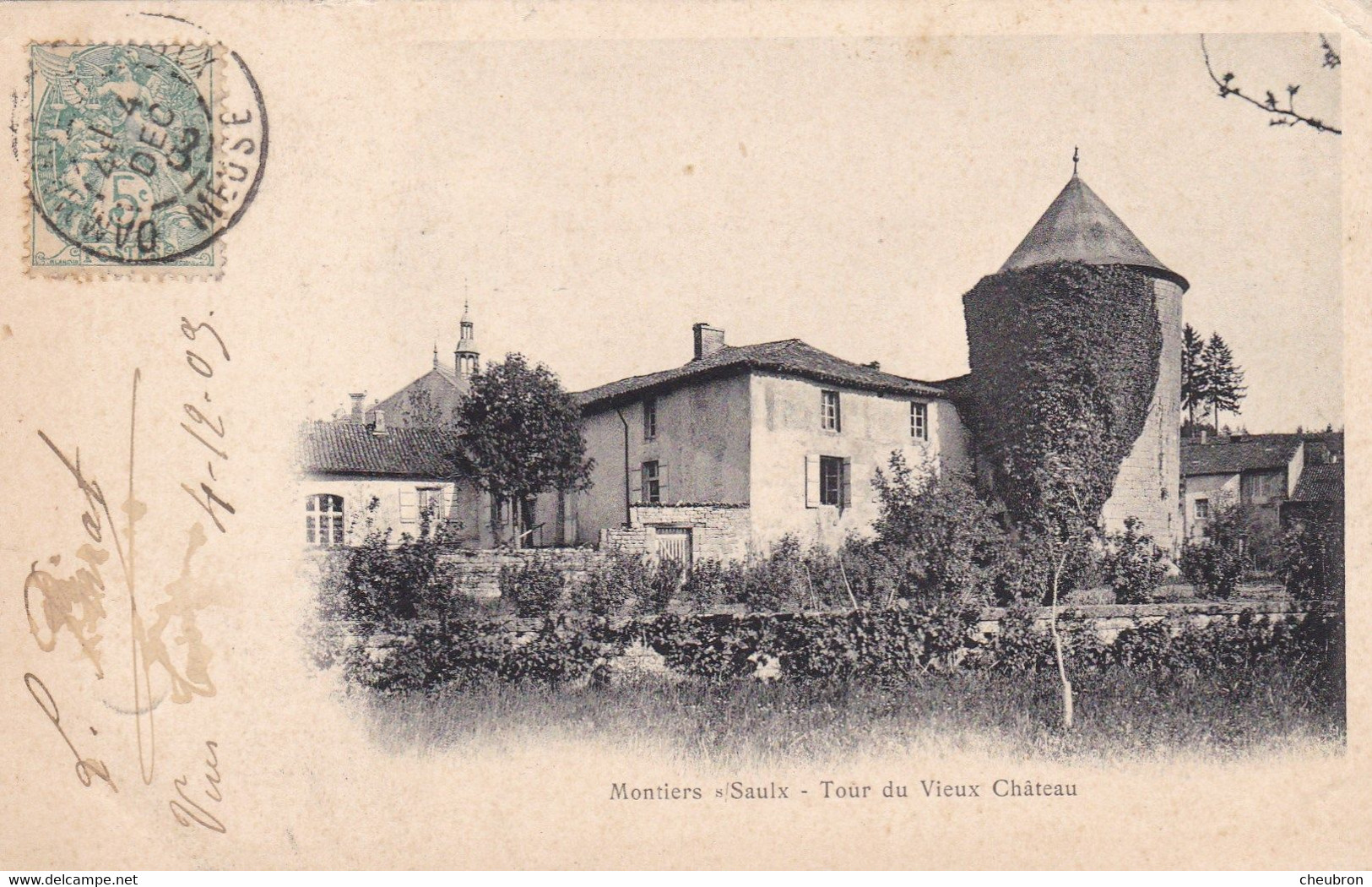 55. MONTIERS SUR SAULX. CPA. TOUR DU VIEUX CHATEAU. ANNEE 1903 + TEXTE - Montiers Sur Saulx