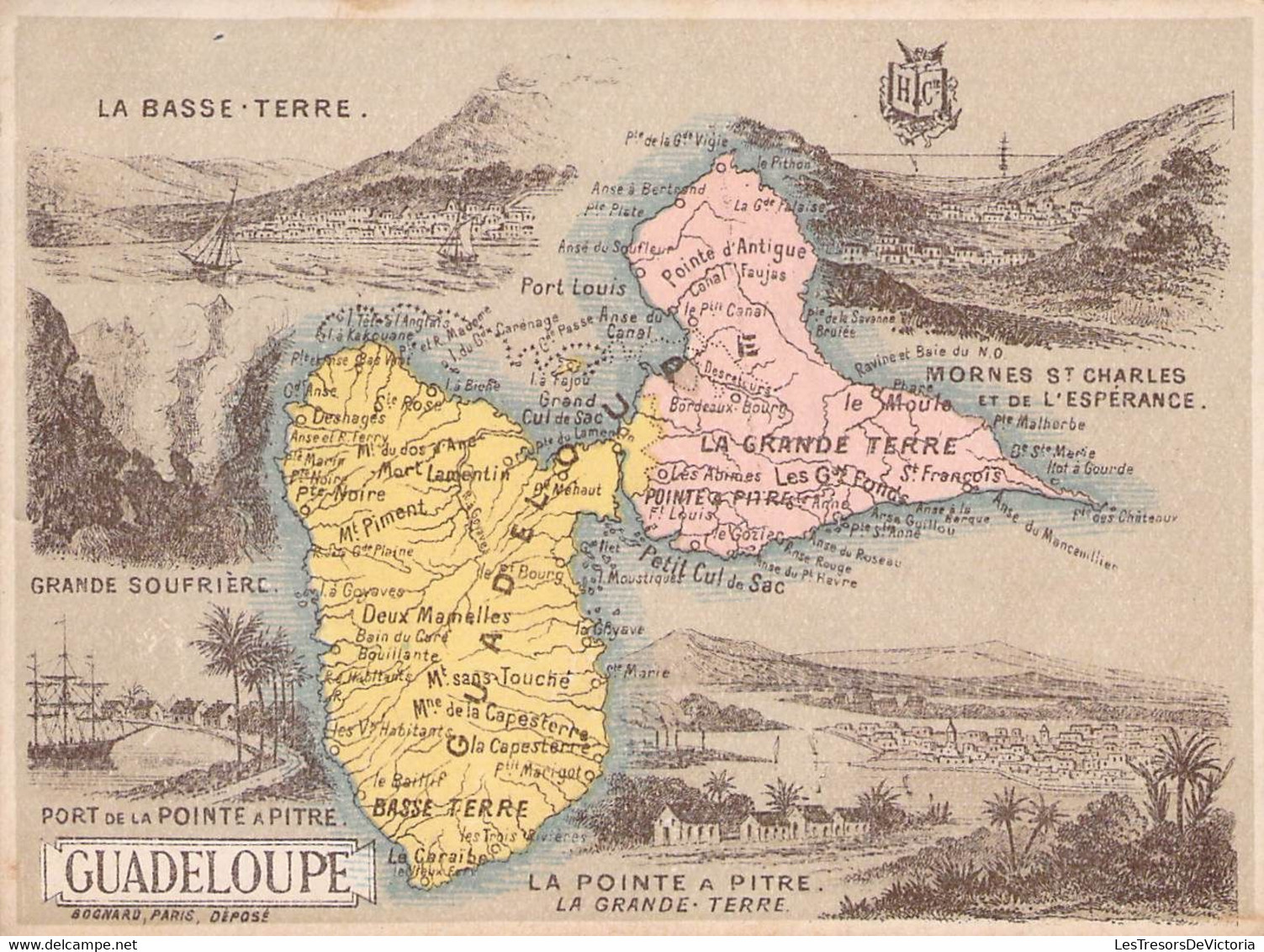 COLONIE DE LA GUADELOUPE - LIBRAIRIE HACHETTE - LITHOGRAPHIE BOGNARD - 11X8,5 Cm - Other & Unclassified