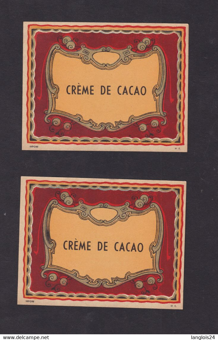 2 Ancienne étiquette  Alcool  Alcool Crème De Cacao - Alkohole & Spirituosen