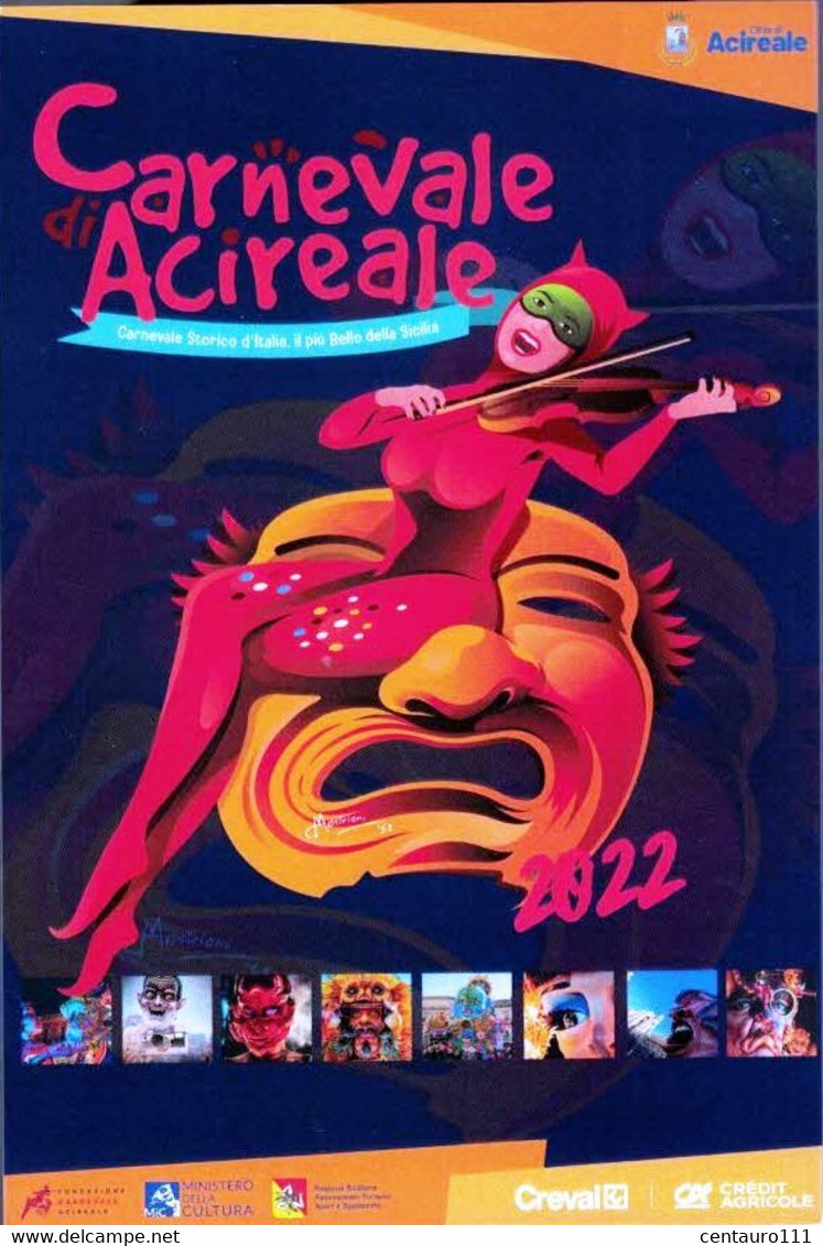 Acireale, Catania, Sicilia, Carnevale, Annullo  Postale, Marcofilia - Acireale