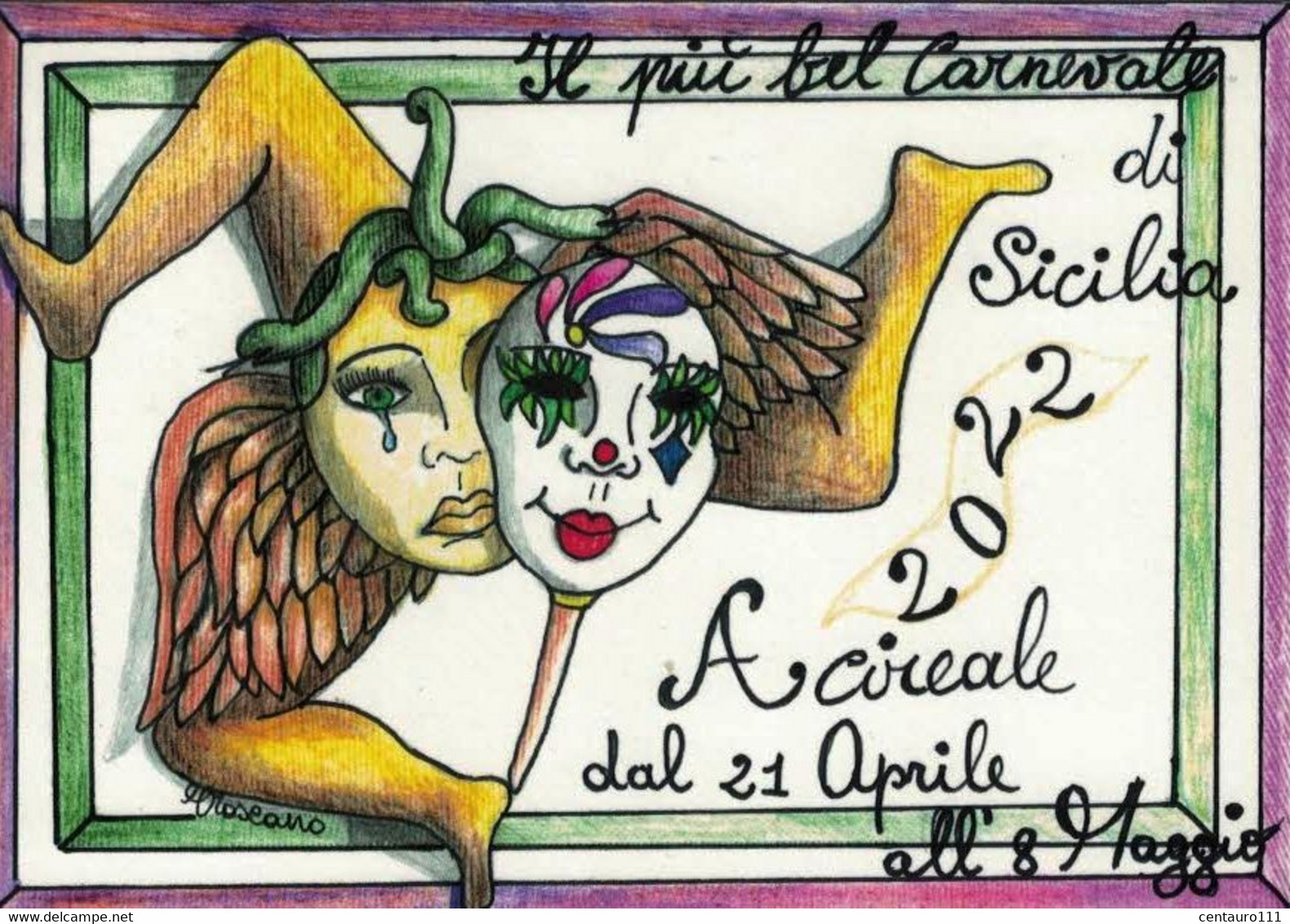 Acireale, Catania, Sicilia, Carnevale, Annullo  Postale, Marcofilia - Acireale
