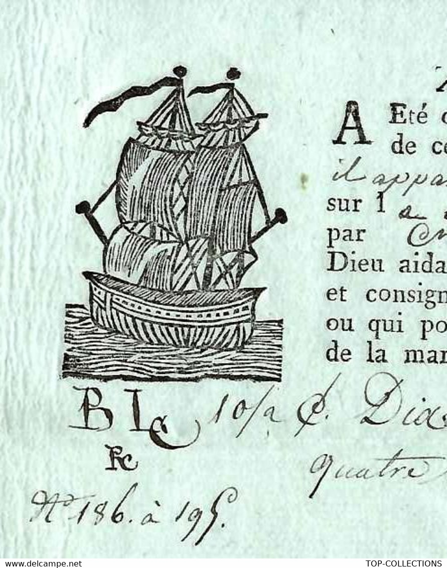 1806 SUPERBE VIGNETTE SUR CONNAISSEMENT BILL OF LADING  Romagnac Marseille Pour Bousquet Agde Caisses Savon - 1800 – 1899