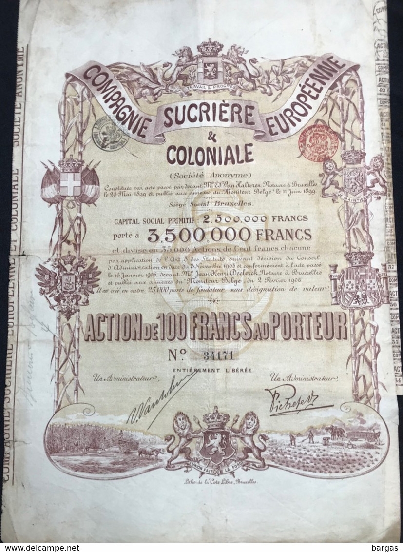 Compagnie Sucrière Européenne Et Coloniale Congo Colonie - Afrique
