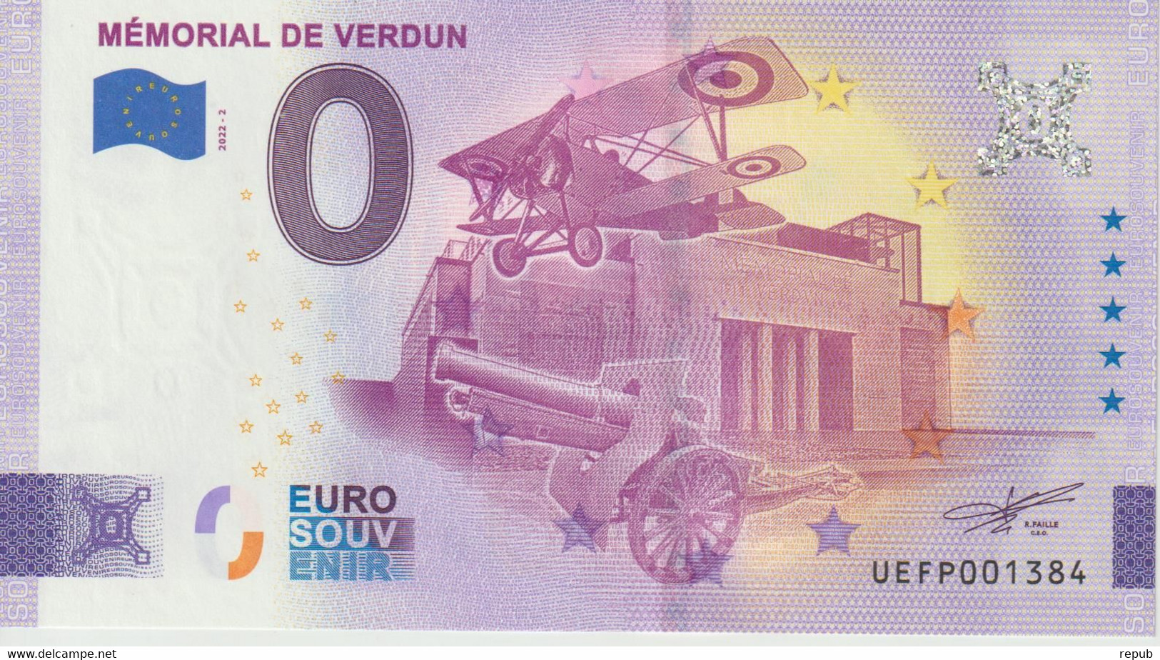 Billet Touristique 0 Euro Souvenir France 55 Mémorial De Verdun 2022-2 N°UEFP001384 - Prove Private