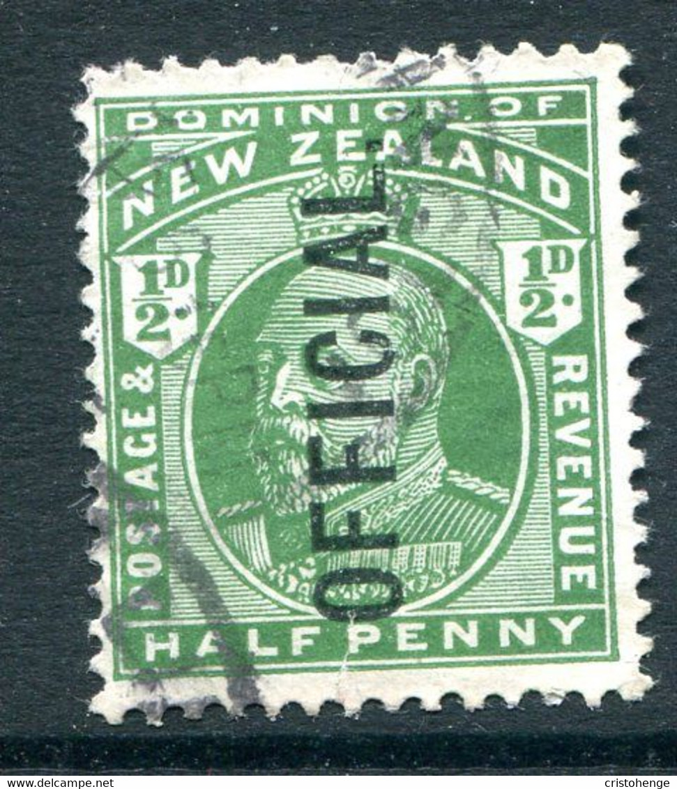 New Zealand 1910 Officials - KEVII - ½d Green Used (SG O73) - Service
