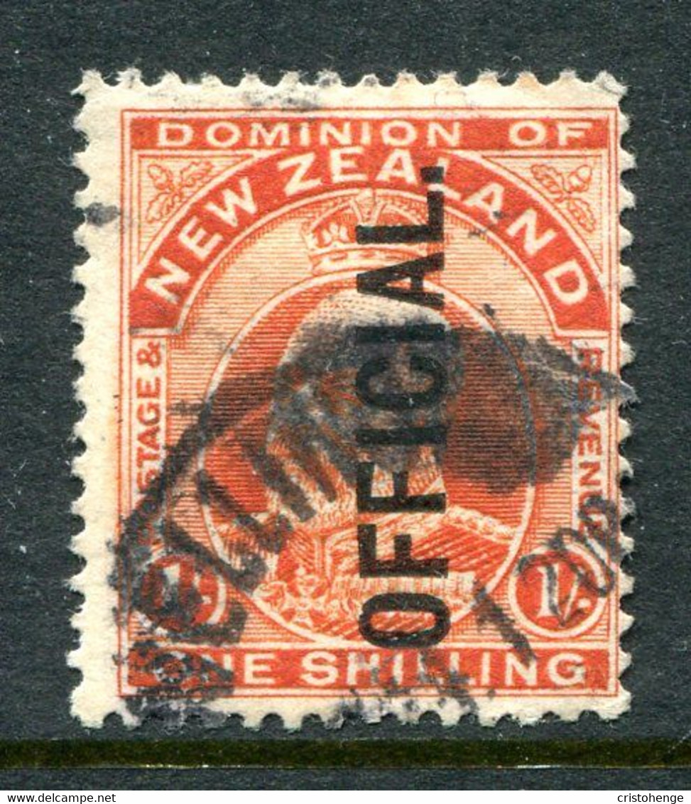 New Zealand 1910 Officials - KEVII - 1/- Vermilion - P.14 X 14½ - Used (SG O77) - Service