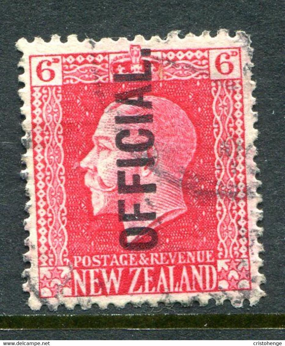 New Zealand 1915-34 Officials - KGV Recess - P.14 X 14½ - 6d Carmine Used (SG O102b) - Oficiales