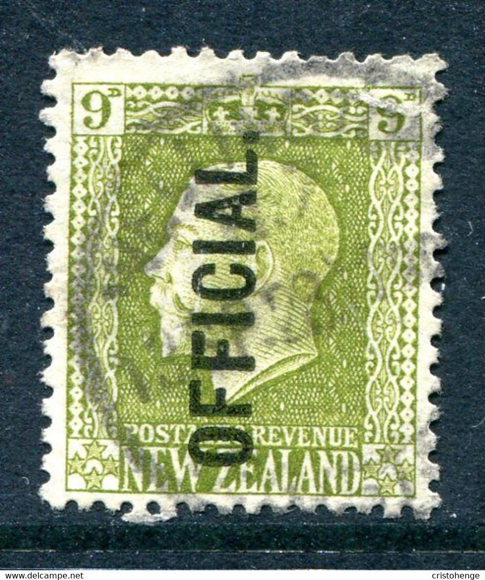 New Zealand 1915-34 Officials - KGV Recess - P.14 X 13½ - 9d Sage-green Used (SG O104) - Service