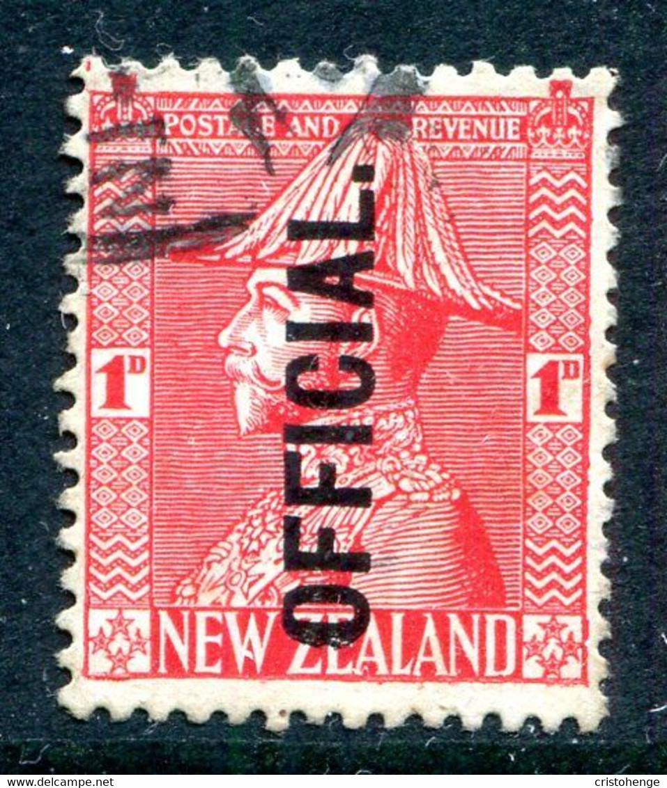 New Zealand 1927-33 Officials - KGV Field Marshall - P.14 - 1d Rose-carmine Used (SG O111) - Dienstzegels