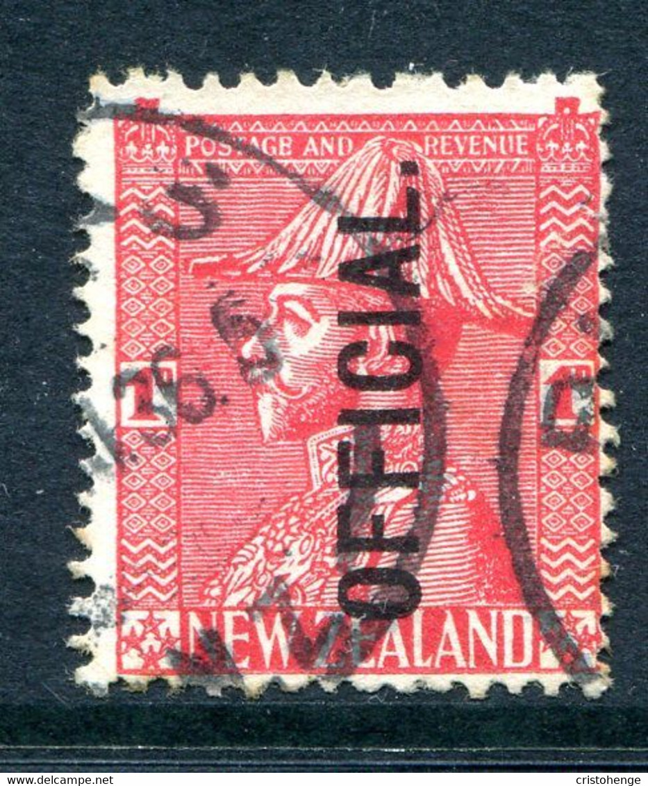 New Zealand 1927-33 Officials - KGV Field Marshall - P.14 X 15 - 1d Rose-carmine Used (SG O111c) - Officials
