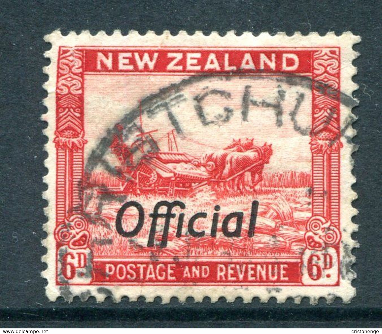 New Zealand 1936-61 Officials - Pictorials - Multiple Wmk. - P.13½ X 14 - 6d Harvesting Used (SG O127) - Servizio