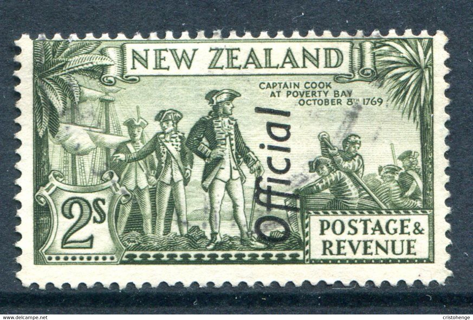 New Zealand 1936-61 Officials - Pictorials - Multiple Wmk. - P.13-14 X 13½ - 2/- Captan Cook Used (SG O132) - Oficiales