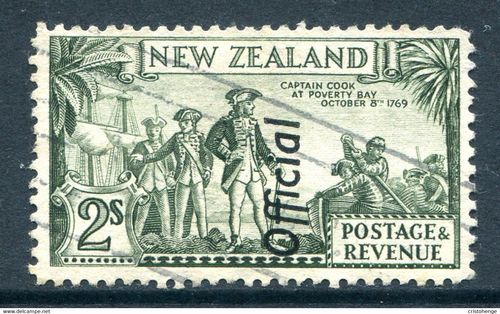 New Zealand 1936-61 Officials - Pictorials - Multiple Wmk. - P.12½ - 2/- Captan Cook Used (SG O132c) - Servizio