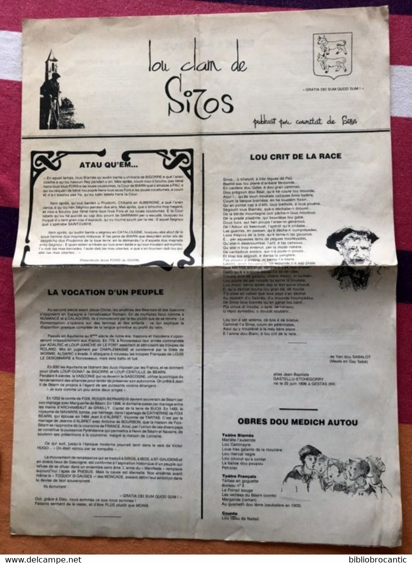 Journal " LOU CLAM DE SIROS" <  AMMASSADE DE SIROS 1974 -BIARN PAÏS DE LAS CANTES...publicat Comitat De Siros - Humor