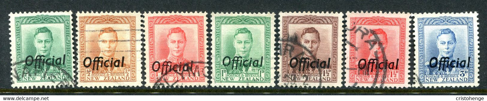 New Zealand 1938-51 Officials - KGVI - Set Used (SG O134-O140) - Oficiales