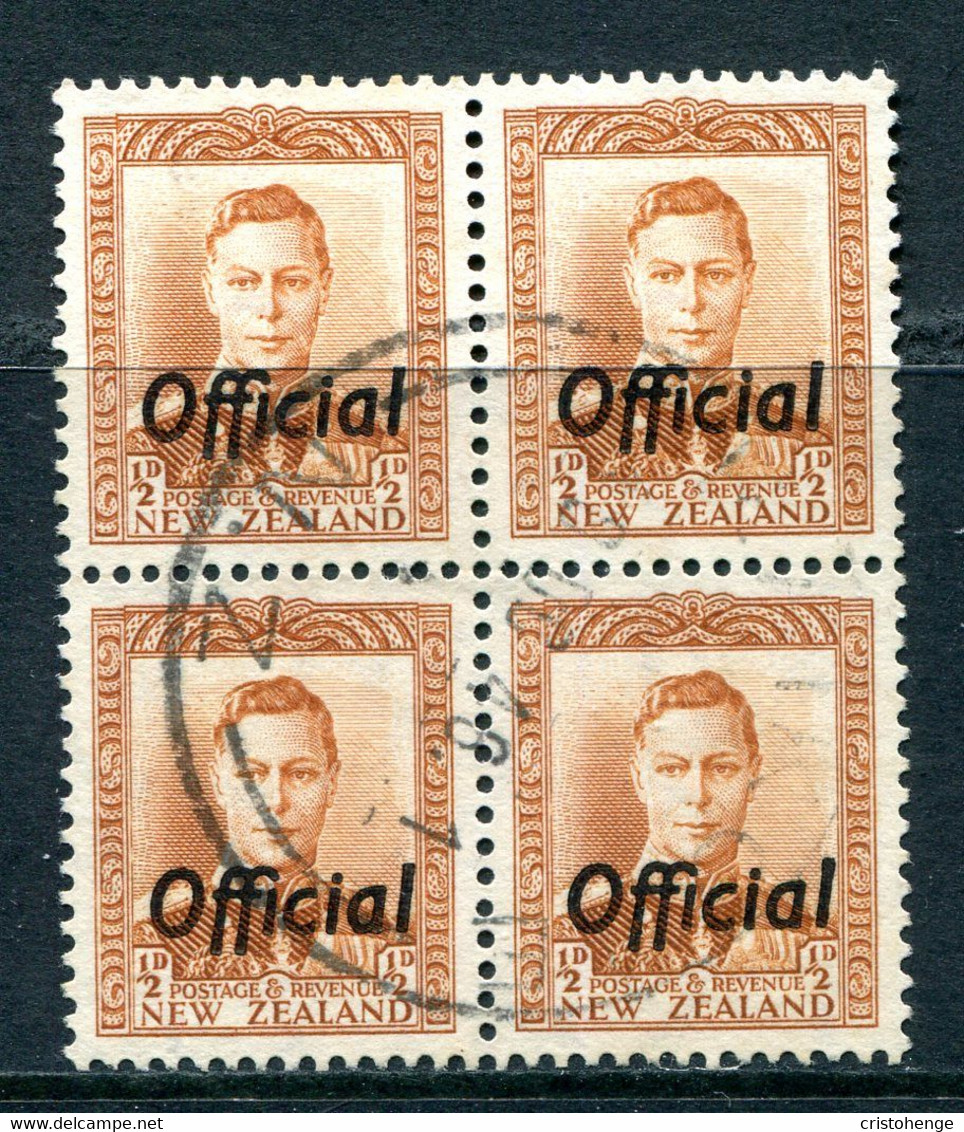 New Zealand 1938-51 Officials - KGVI - ½d Brown-orange Block Used (SG O135) - Service