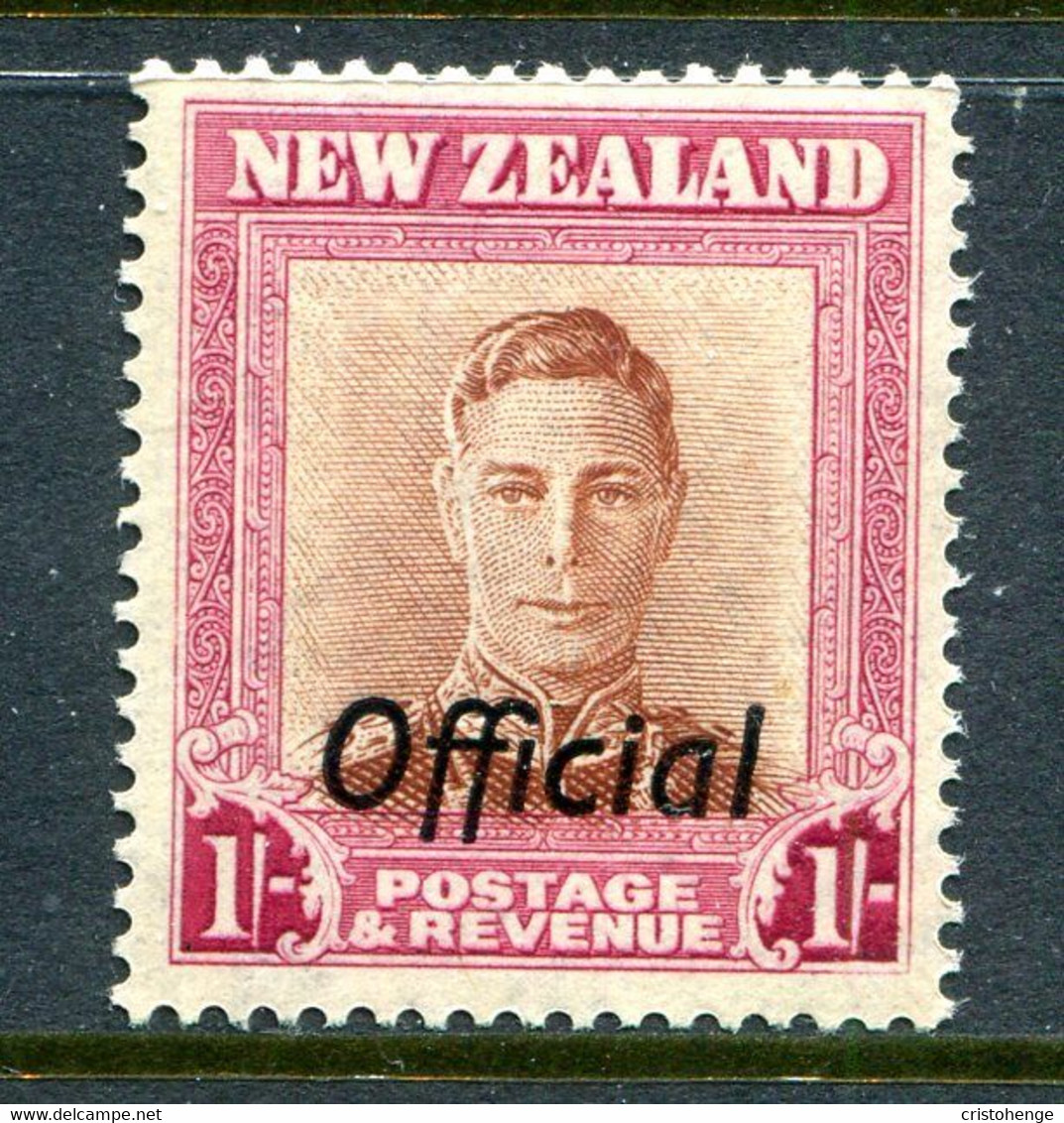 New Zealand 1947-51 Officials - KGVI - 1/- Value - Plate 1 - Wmk. Sideways - HM (SG O157a) - Oficiales