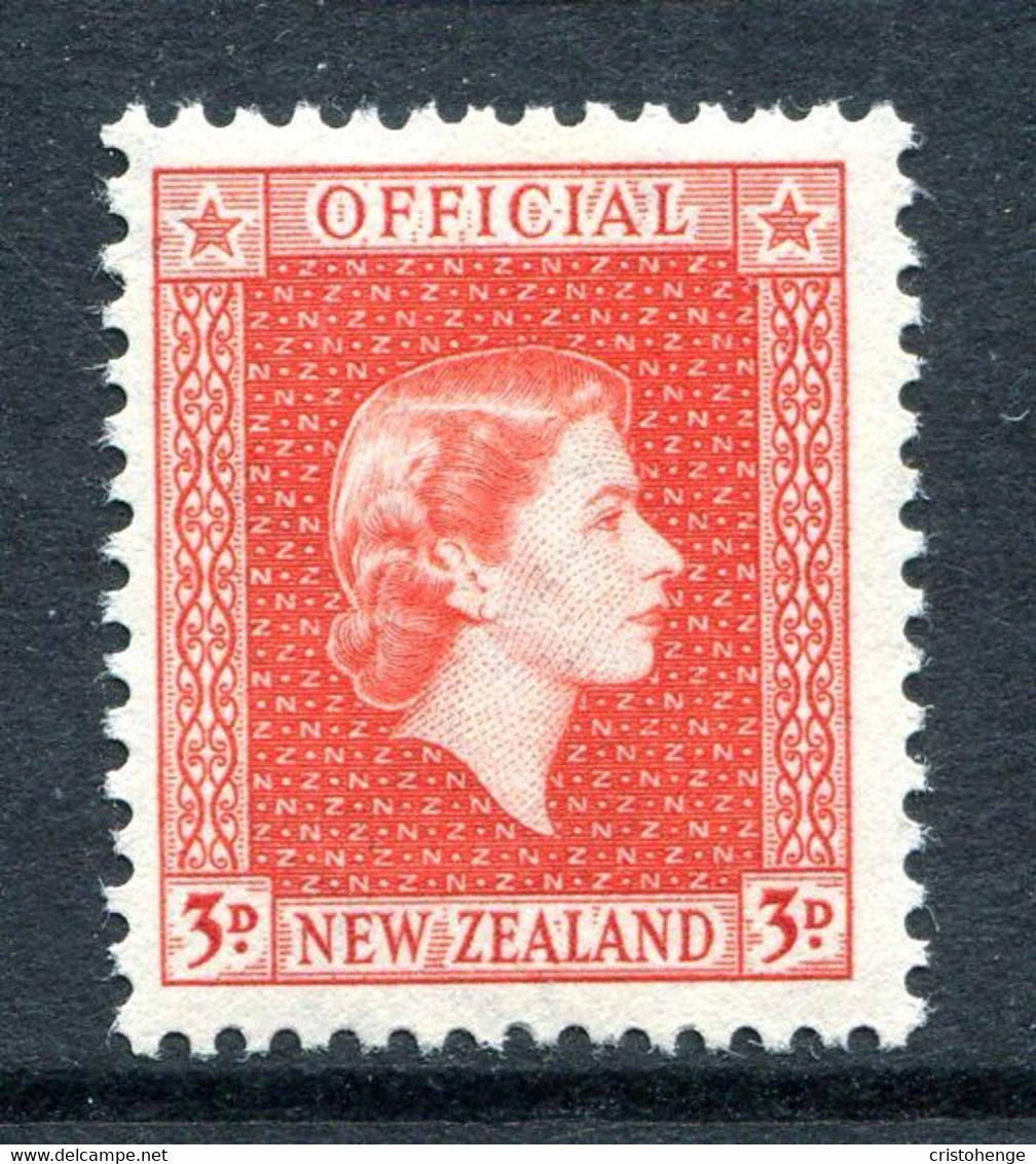 New Zealand 1954-63 Officials - QEII - 3d Vermilion LHM (SG O163) - Dienstzegels