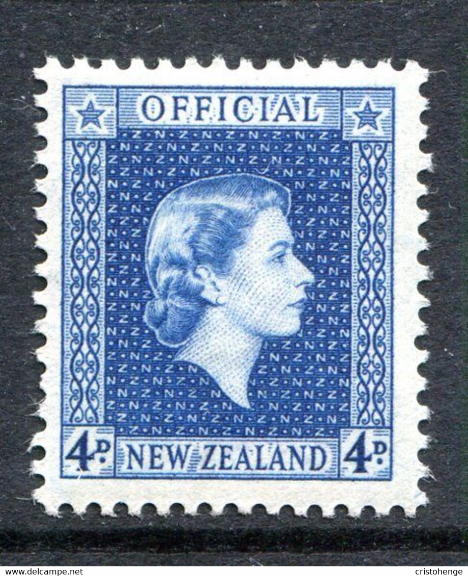 New Zealand 1954-63 Officials - QEII - 4d Blue LHM (SG O164) - Oficiales
