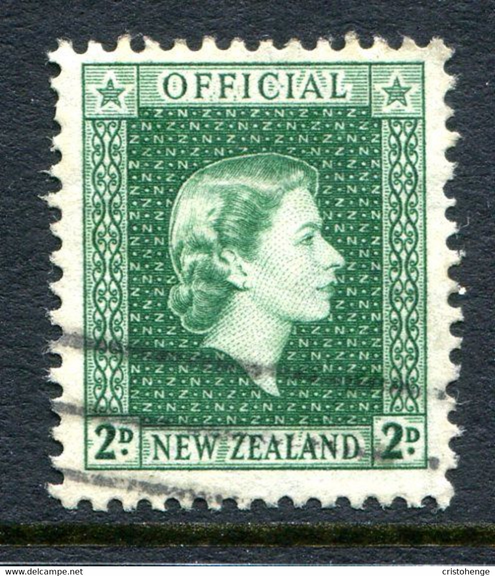New Zealand 1954-63 Officials - QEII - 2d Bluish-green Used (SG O161) - Officials