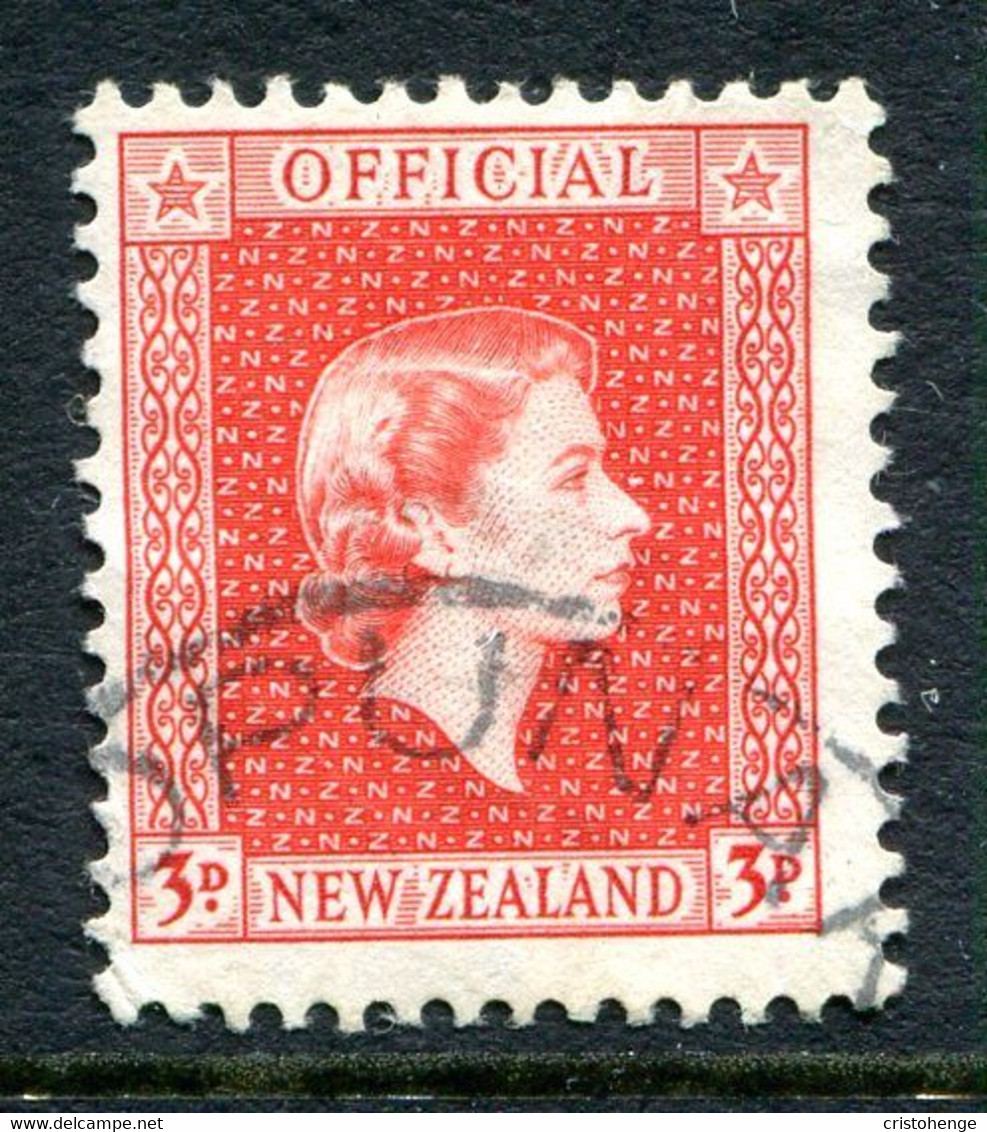 New Zealand 1954-63 Officials - QEII - 3d Vermilion Used (SG O163) - Dienstzegels