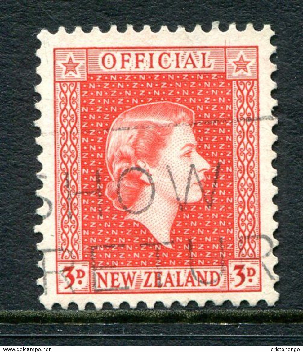 New Zealand 1954-63 Officials - QEII - 3d Vermilion Used (SG O163) - Dienstzegels