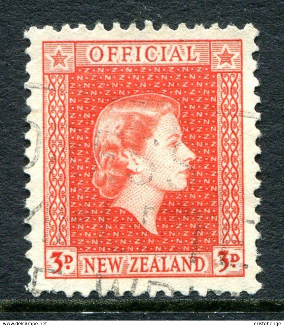 New Zealand 1954-63 Officials - QEII - 3d Vermilion Used (SG O163) - Servizio