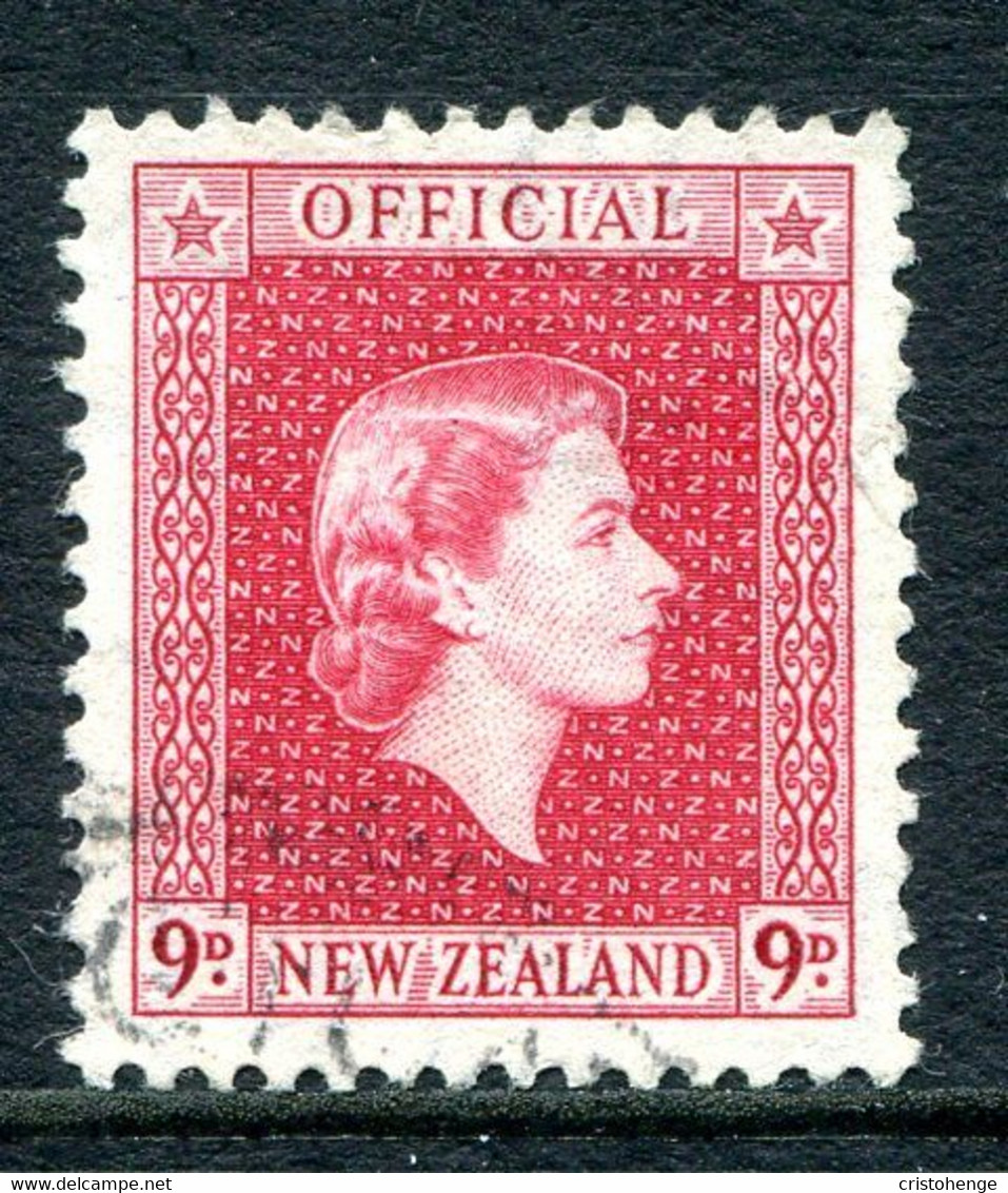 New Zealand 1954-63 Officials - QEII - 9d Carmine Used (SG O165) - Service