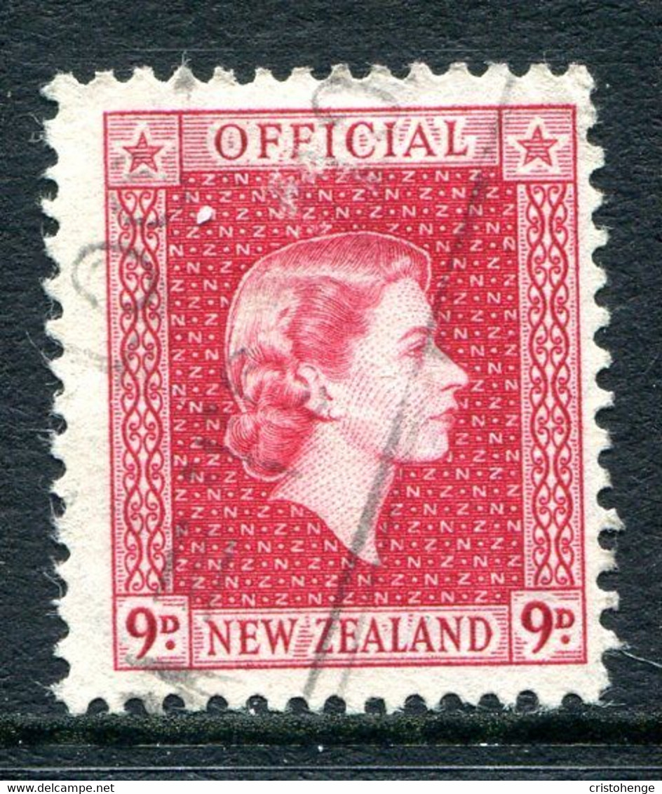 New Zealand 1954-63 Officials - QEII - 9d Carmine Used (SG O165) - Service