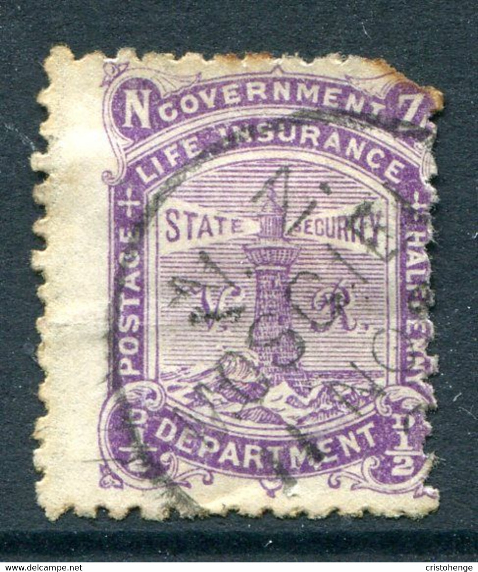 New Zealand 1891-98 Life Insurance - Lighthouse - With VR - P.12 X 11½ - ½d Bright Purple Used (SG L1) - Dienstmarken