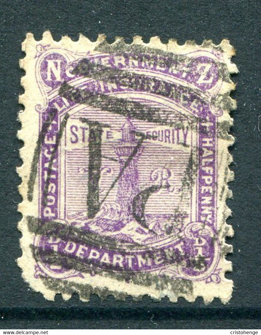 New Zealand 1891-98 Life Insurance - Lighthouse - With VR - P.12 X 11½ - ½d Bright Purple Used (SG L1) - Officials