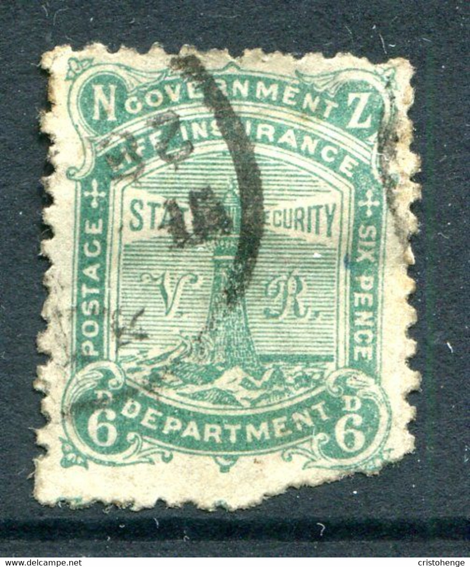 New Zealand 1891-98 Life Insurance - Lighthouse - With VR - P.12 X 11½ - 6d Green Used (SG L5) - Fault - Servizio