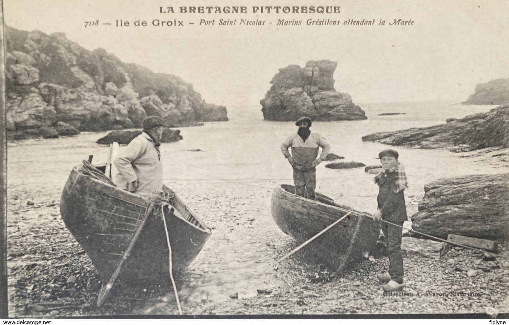 Île De Groix - Le Port St Nicolas - Marins Grésillons Attendant La Marée - Types Personnages Pêche Pêcheurs - Groix