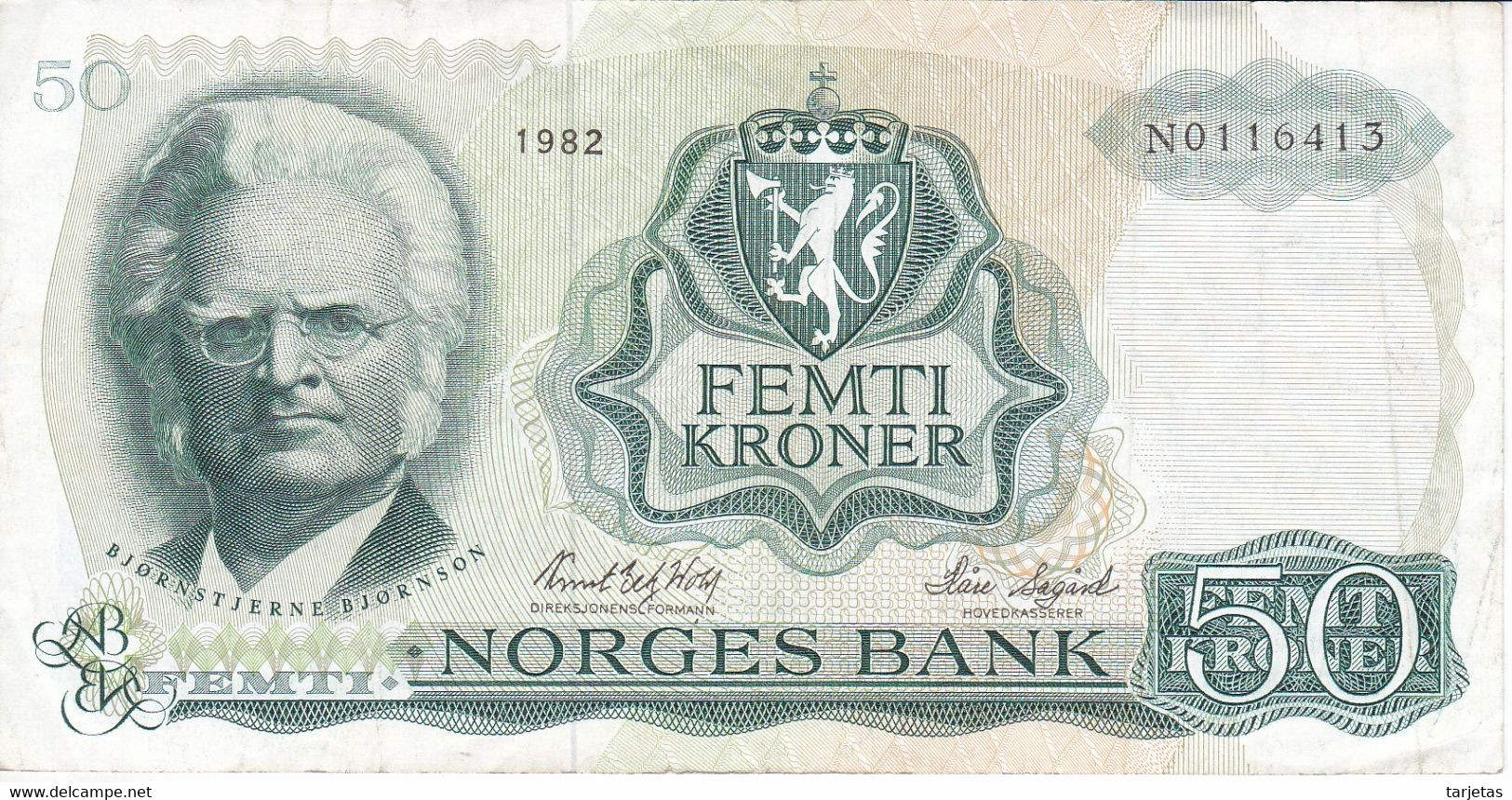 BILLETE DE NORUEGA DE 50 KRONER DEL AÑO 1982  (BANKNOTE) - Norway