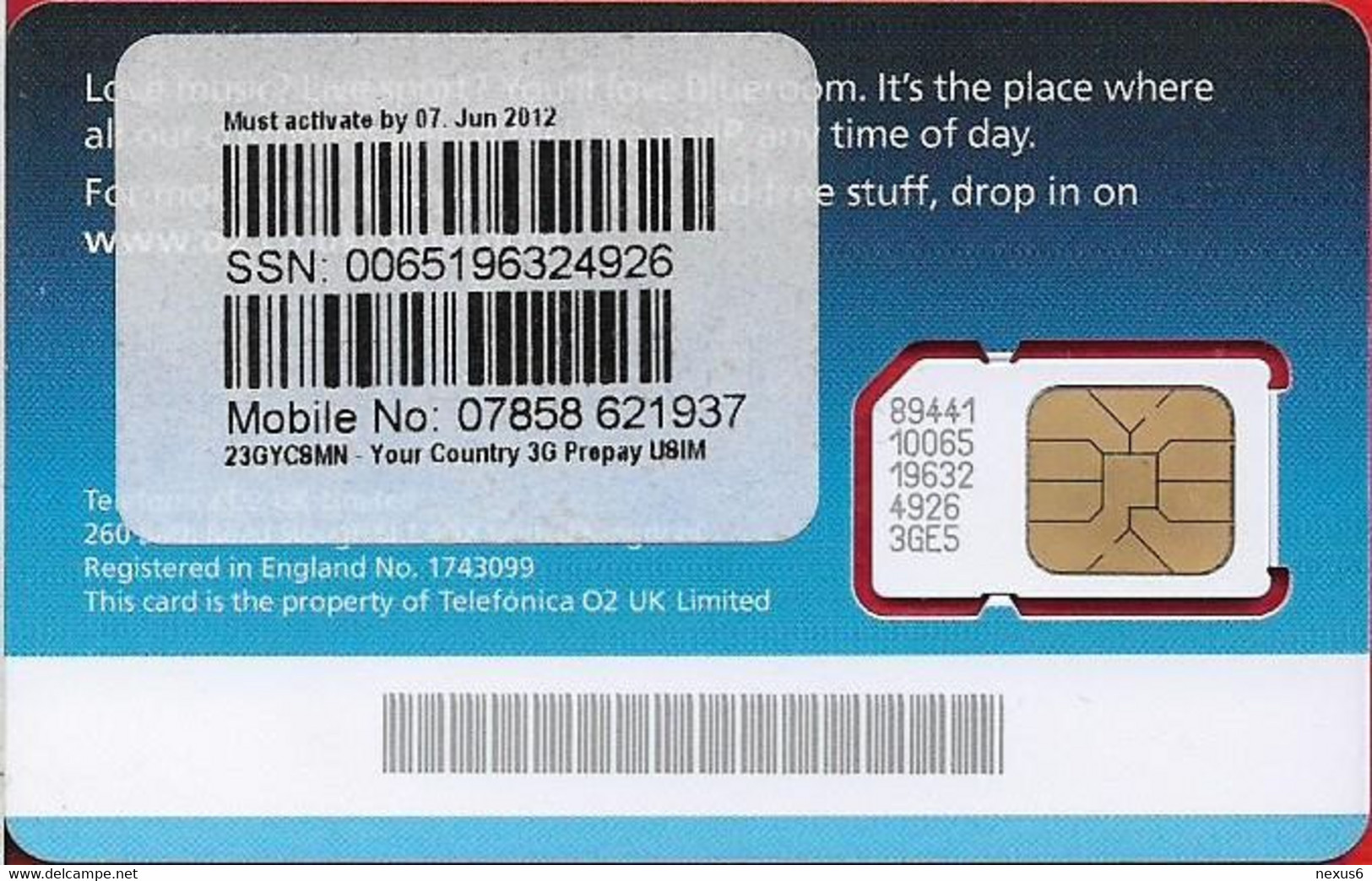 UK - O2 - Blueroom 3G #1 - GSM SIM2 Mini, Mint - [ 8] Companies Issues