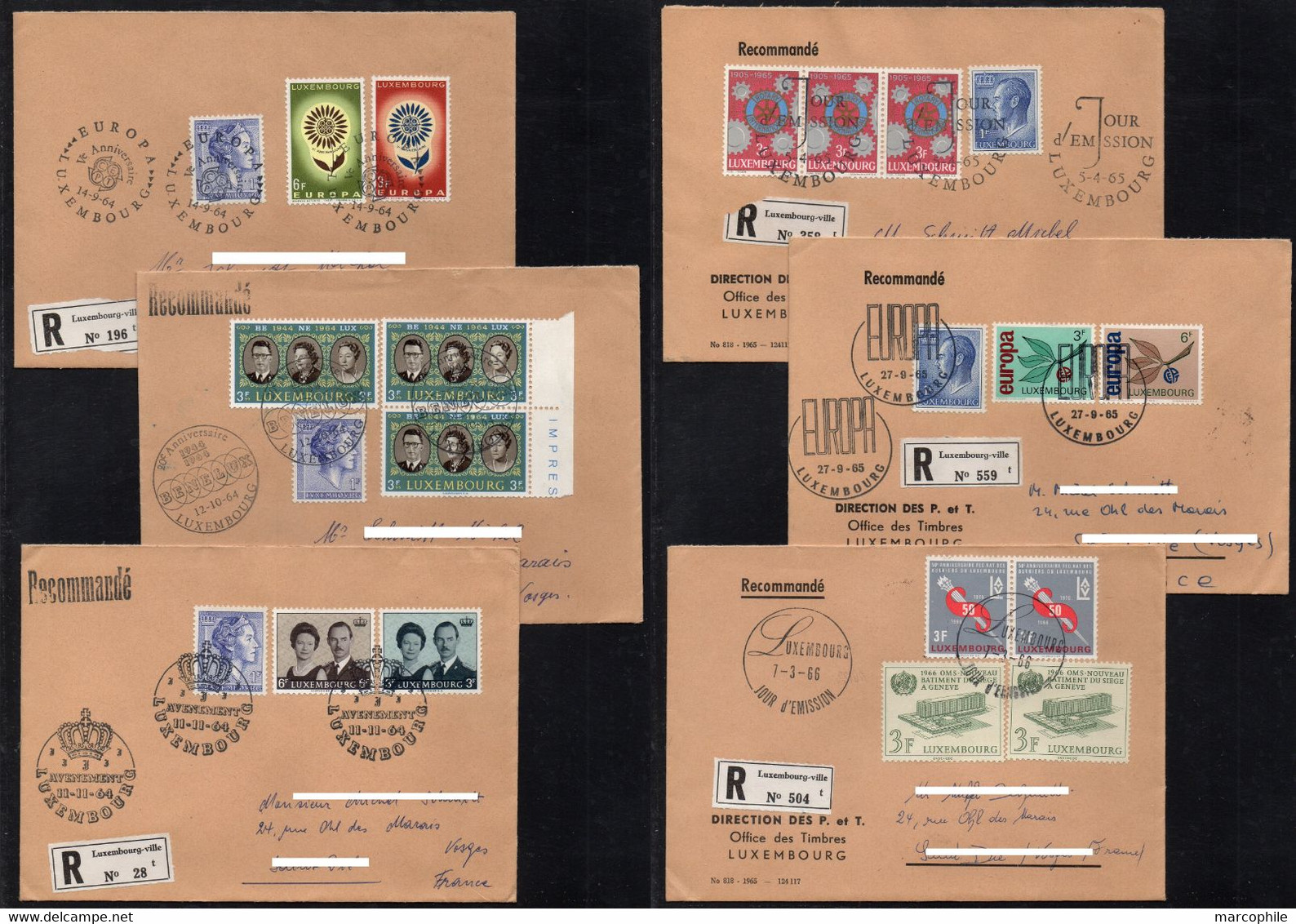 LUXEMBOURG / 1962-1966 LOT DE 12 LETRES RECOMMANDEES POUR LA FRANCE / 2 IMAGES (ref 9199F) - Brieven En Documenten