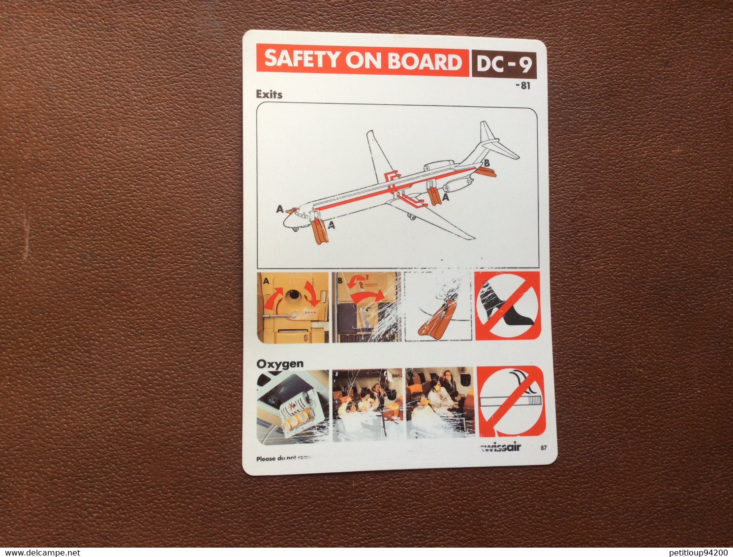 CONSIGNES DE SECURITE / SAFETY CARD   *DC-9  SWISSAIR - Fichas De Seguridad