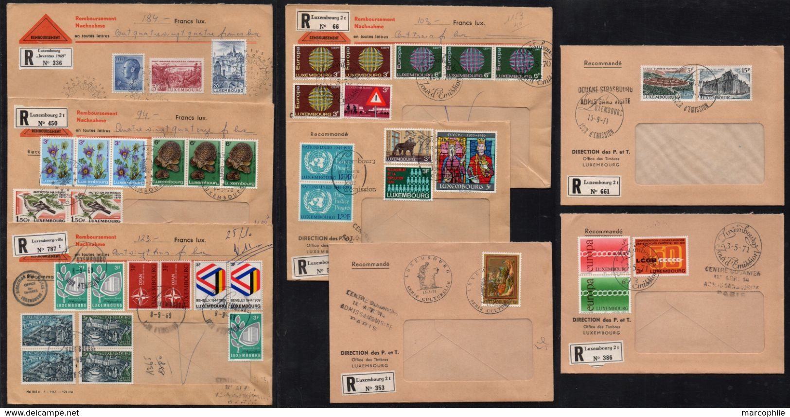 LUXEMBOURG / 1969-1971 LOT DE 8 LETTRES RECOMMANDEES POUR LA FRANCE / 2 IMAGES (ref 9201F) - Brieven En Documenten