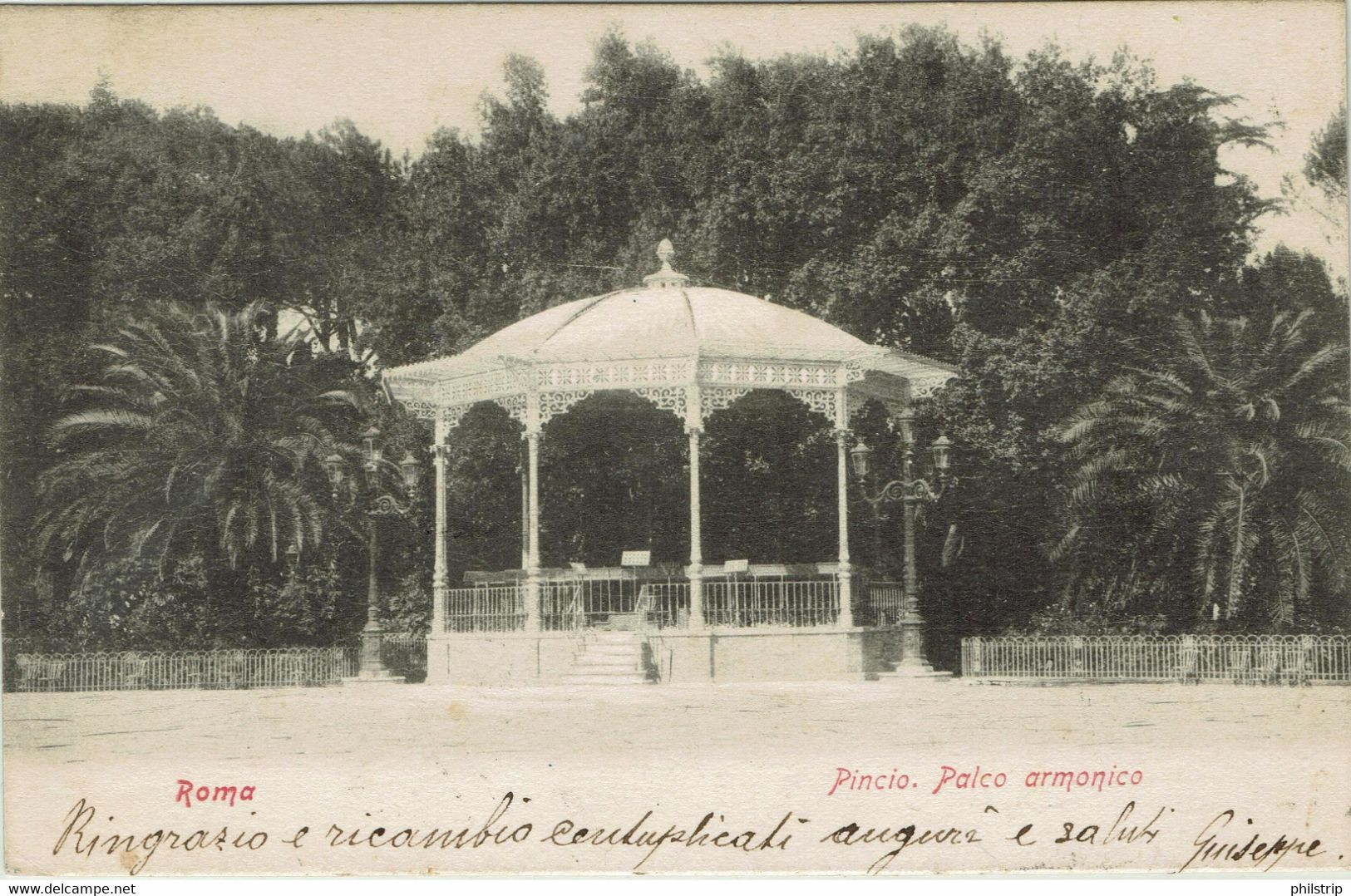 ROMA - Pincio - Palco Armonico - VIAGGIATA NEL 1906 - Rif. 1307 PI - Parques & Jardines